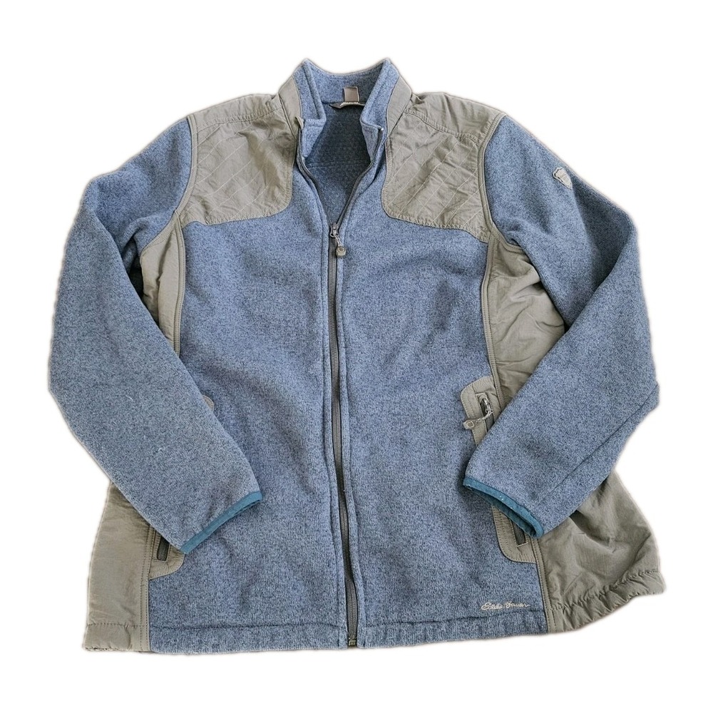 Eddie Bauer Womens Fleece Jacket‎ Blue Grey Gray Size T2XL